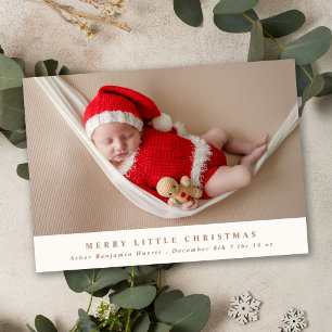 Minimal 3 Photo Christmas Birth Announcement 