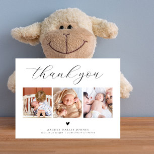 Minimal 3 Photo Collage Elegant Baby Shower Postcard