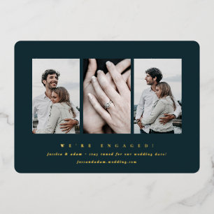 Minimal 3 Photo Engagement Foil Announcement