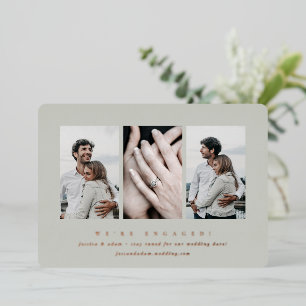 Minimal 3 Photo Engagement Foil Announcement