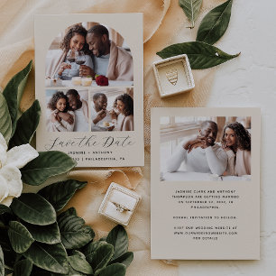 Minimal 4-Photo Arch Beige Save The Date