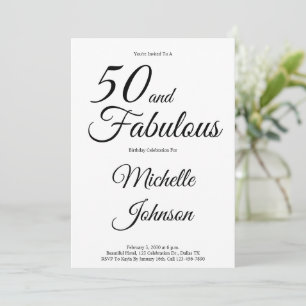 Minimal 50 and Fabulous 50th Birthday Party Invitation