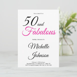 Minimal 50 and Fabulous 50th Birthday Party Invitation