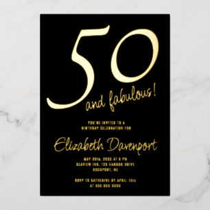Minimal 50 and Fabulous Black and Gold
