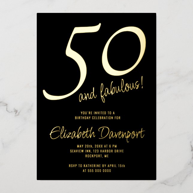 Minimal 50 and Fabulous Black and Gold (Front)