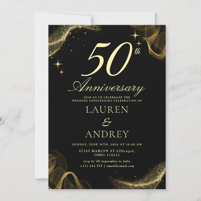 Minimal 50th Wedding Anniversary Invitation (Front)