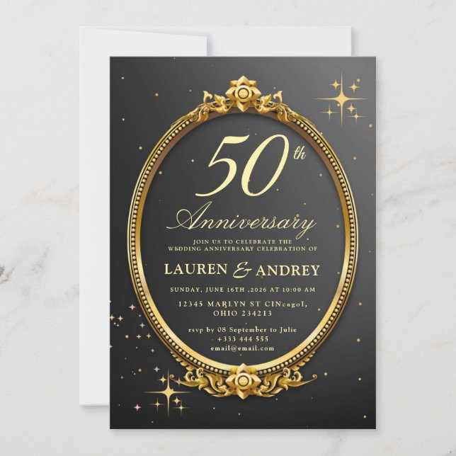 Minimal 50th Wedding Anniversary Invitation (Front)