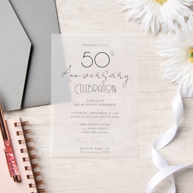 Minimal 50th Wedding Anniversary Vellum Invitations (Wedding)