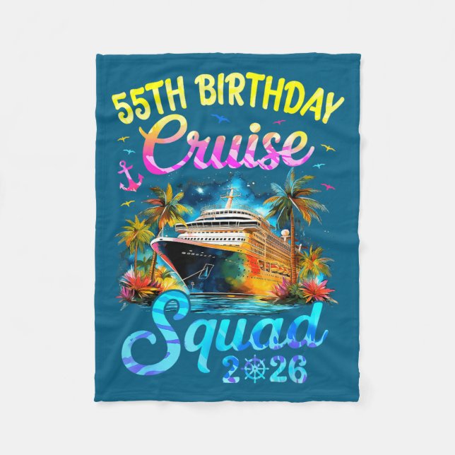 Minimal 55Th Birthday Cruise Squad 2026 Fleece Blanket (Front)
