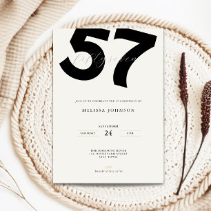 Minimal 57th Birthday Invitation - Bold Typo