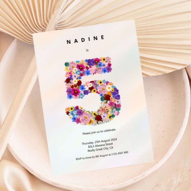 Minimal 5th Birthday Invitation Elegant Chic Style (Creator Uploaded)