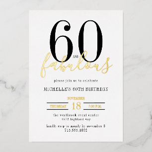 Minimal 60 and Fabulous 60th Birthday Party Foil