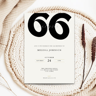 Minimal 66th Birthday Invitation - Bold Typo