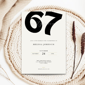 Minimal 67th Birthday Invitation - Bold Typo