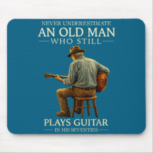 Minimal 70Th Birthday Acoustic Guitar Player Mouse Pad