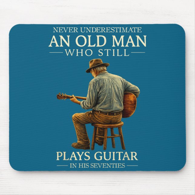 Minimal 70Th Birthday Acoustic Guitar Player Mouse Pad (Front)