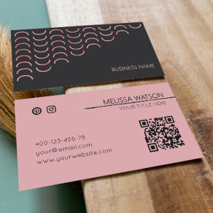 Minimal abstract black and pink feminine business card