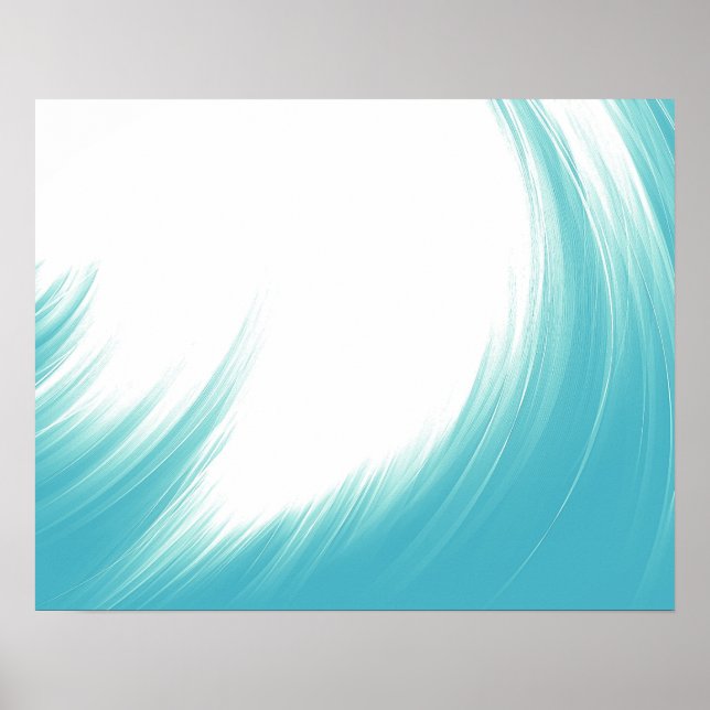 Minimal Abstract Blue Waves Brush Art | Poster (Front)
