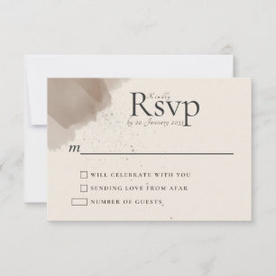 Minimal Abstract Brush and Ink Wedding RSVP Card