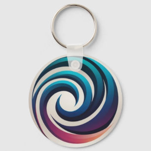 Minimal Abstract Color Spiral Circle Design Key Ring