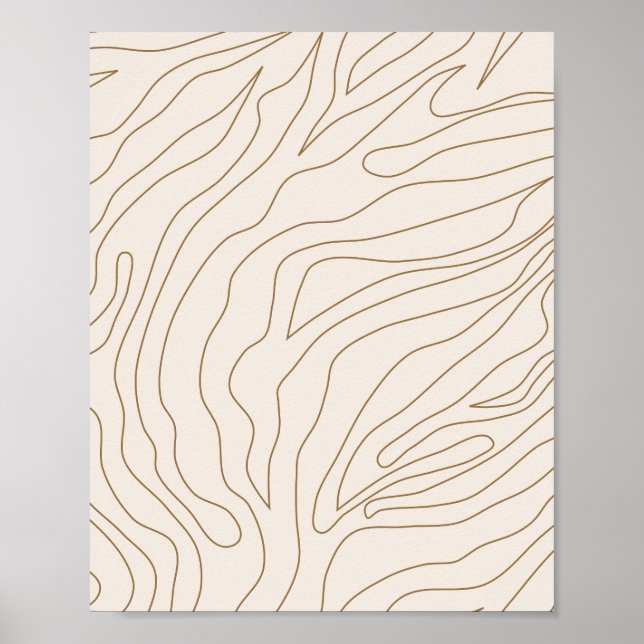 Minimal Abstract Cream White And Gold Poster (Front)