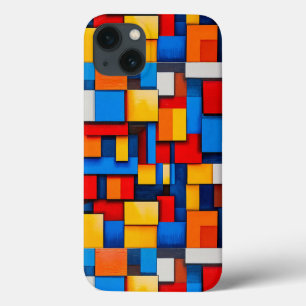 Minimal Abstract Geometry Modern Colourful Blocks iPhone 13 Case