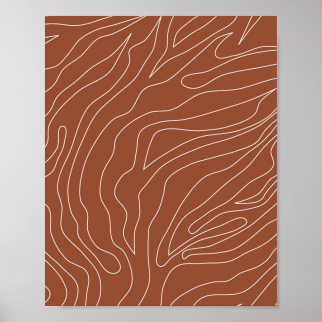 Minimal Abstract Lines Rust Terracotta Poster (Front)