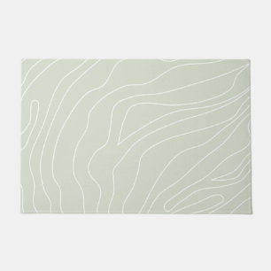 Minimal Abstract Lines Sage Green Doormat