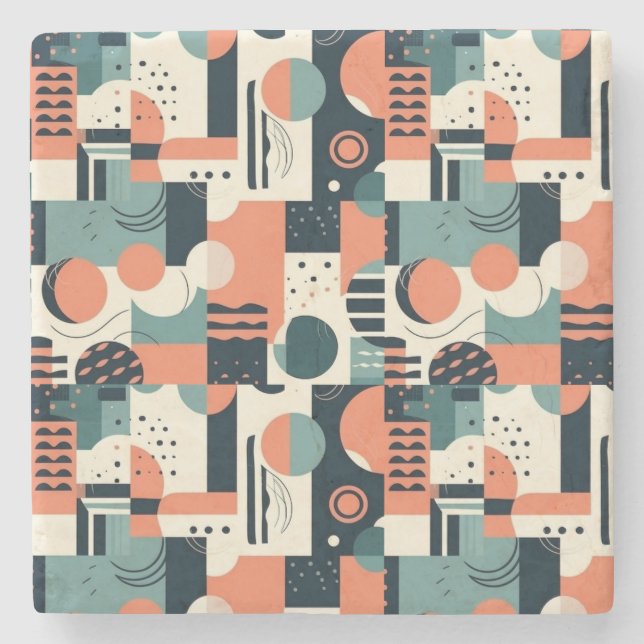 Minimal Abstract Seamless Pattern - Geometric (1) Stone Coaster (Front)