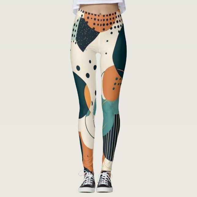 Minimal Abstract Seamless Pattern - Geometric (3) Leggings (Front)
