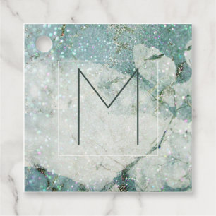 Minimal Abstract Teal Blue Marble Favour Tags