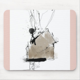 Minimal abstract white grey pink mouse pad