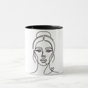Minimal Abstract Woman Face Line Art Mug