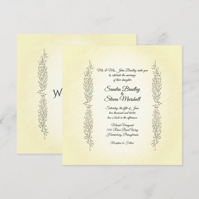 Minimal Accents Yellow Wedding Invitation (Front/Back)