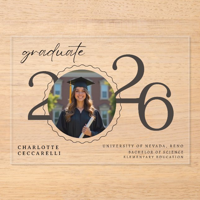 Minimal Acrylic Graduation Announcement (Front)