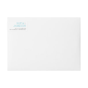 MINIMAL ADDRESS simple modern type turquoise blue Wrap Around Label