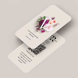 Minimal Aesthetic Floral Bouquet Initials Sand Business Card