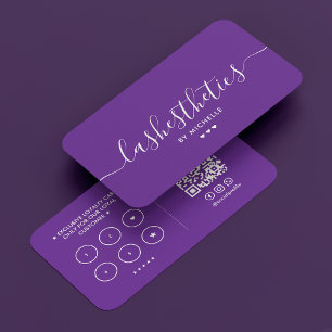Minimal Aesthetic Lash Tech Royal Purple Loyalty Business Card