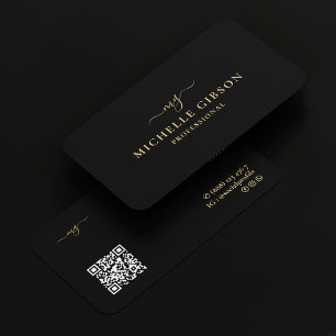 Minimal Aesthetic Monogram Logo Professional Black Business Card