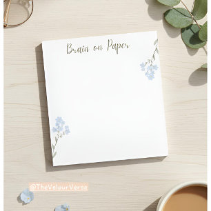 Minimal Aesthetic Notepad with Blue Flowers