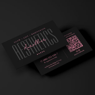 Minimal Aesthetic Pink Black Aesthetician Business Card