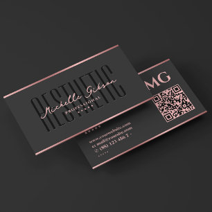 Minimal Aesthetic Pink Black Professional Beauty Business Card