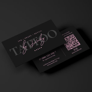 Minimal Aesthetic Tattoo Artist Pink Black Business Card