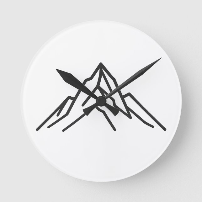 Minimal Alpine Mountain Line Art Wall Clock (Front)