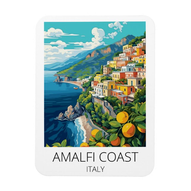 Minimal Amalfi Coast Italy Vintage Travel Magnet (Vertical)