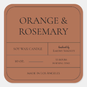 Minimal Amber Rust Burnt Orange Candle Label