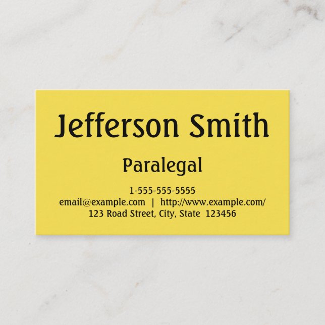 Minimal and Basic Paralegal Business Card (Front)