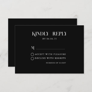 Minimal and chic black and Wedding RSVP Card