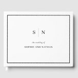Minimal and Chic | Black and White Border Wedding Guest Book<br><div class="desc">This elegant,  modern wedding guest book features a simple black and white minimalist text design,  with a classic frame at the border. Add your initials or monogram to make it completely your own.</div>