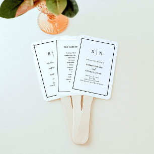 Minimal and Chic Black and White Border Wedding Hand Fan